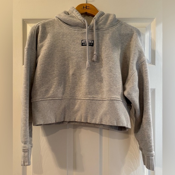 adidas Tops - Adidas Women’s Gray Cropped Logo Hoodie Size S